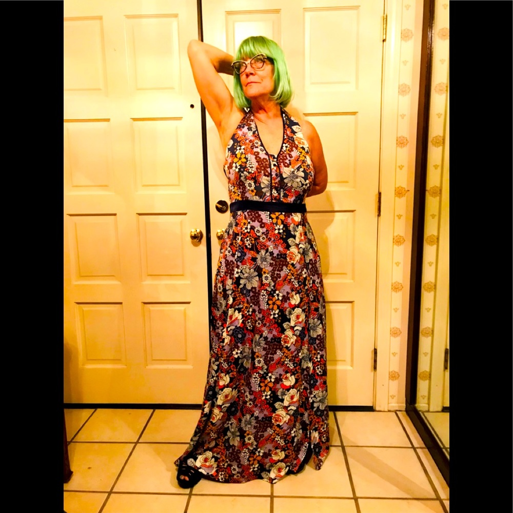 ModCloth long floral halter dress, size 22